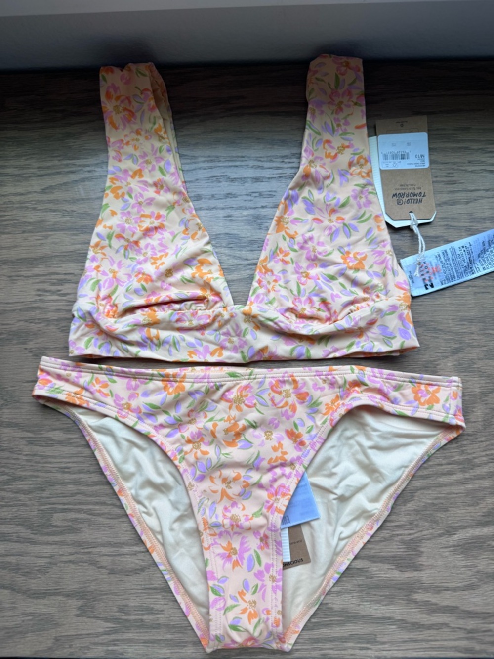 Billabong Sweet Oasis Plunge Top + Bottoms Washed Nectar